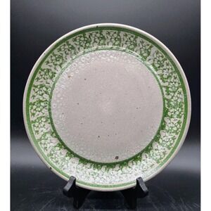 Vintage BBP Beaumont Brothers Pottery 9.5" Green Trim Plate Signed